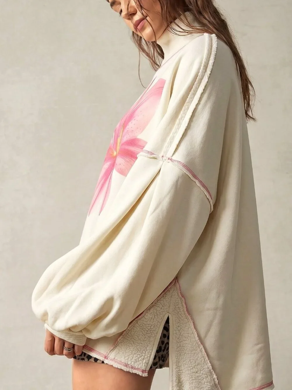 Apricot Casual Women's Knit Loose Fit Sweatshirt